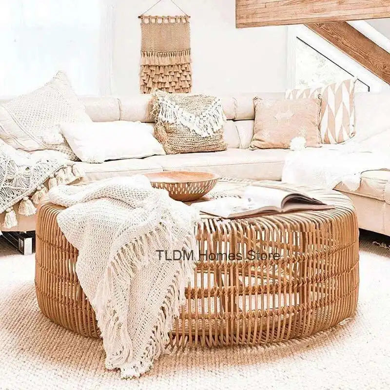 Rattan Coffee Table Living Room Furniture Side Tables Small Apartment Restaurant Homestay Balcony Round Sofa Tea Tables