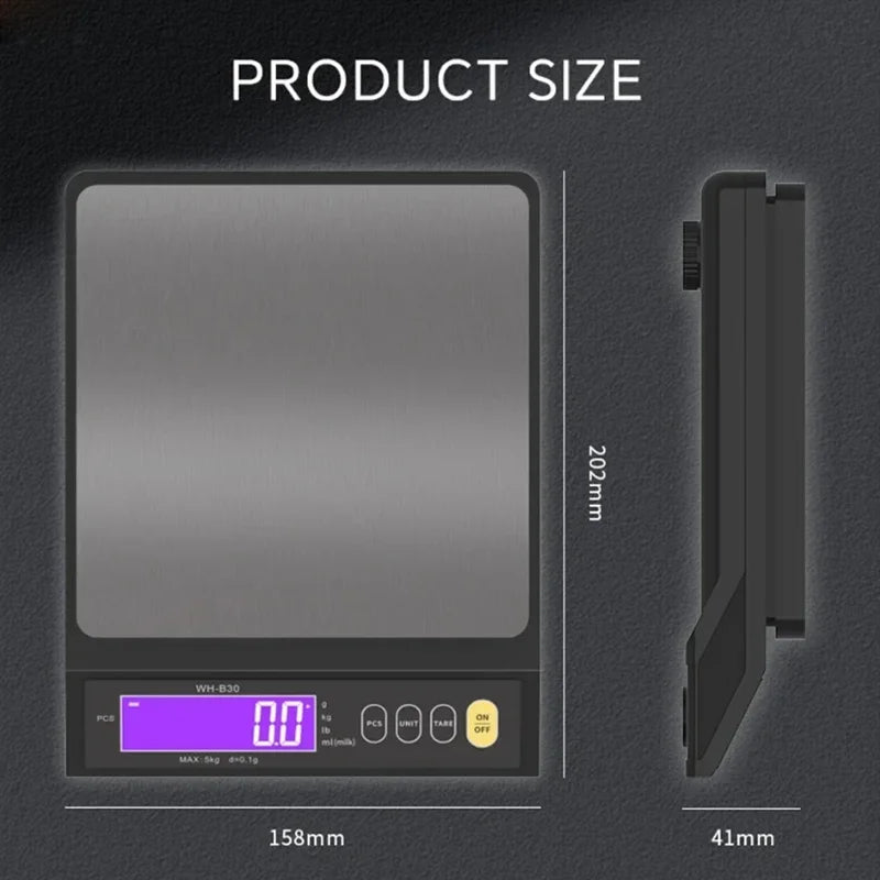 Digital Electronic Kitchen Scale LCD Home Food Snack 5kg/0.1g 10kg/1g  Waterproof Stainless Steel Measuring Weighing Tool