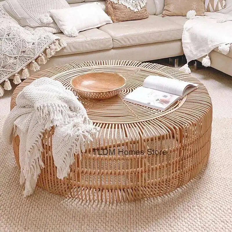Rattan Coffee Table Living Room Furniture Side Tables Small Apartment Restaurant Homestay Balcony Round Sofa Tea Tables